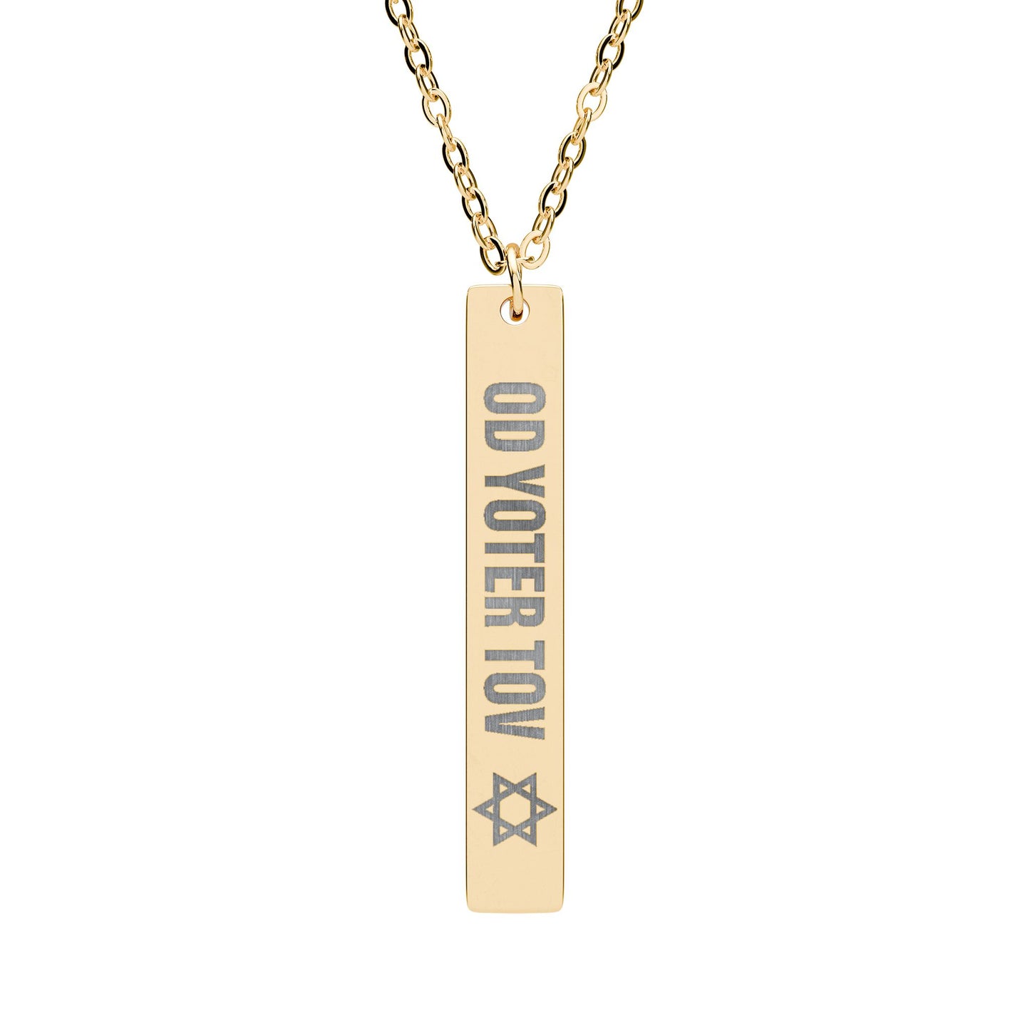 Engraved Vertical Bar Necklace — "Go Voter Tom" with Star Accent