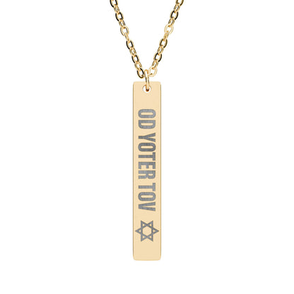 Engraved Vertical Bar Necklace — "Go Voter Tom" with Star Accent