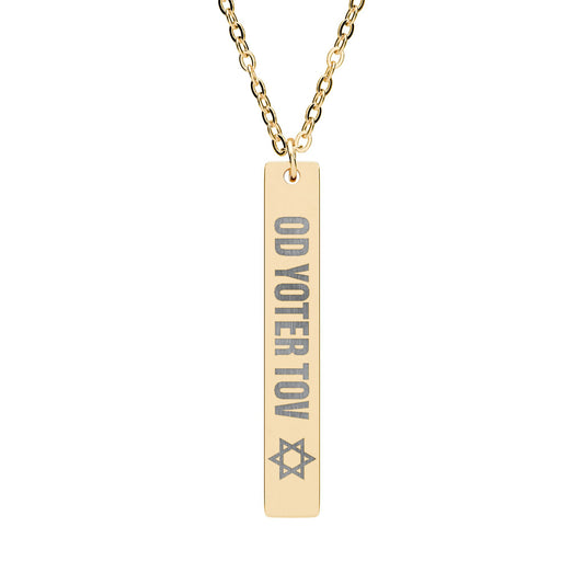 Engraved Vertical Bar Necklace — "Go Voter Tom" with Star Accent