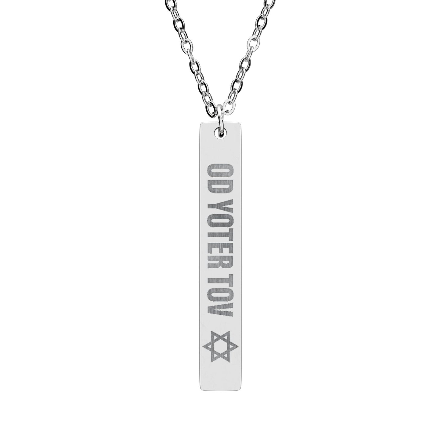 Engraved Vertical Bar Necklace — "Go Voter Tom" with Star Accent