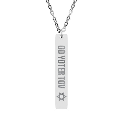 Engraved Vertical Bar Necklace — "Go Voter Tom" with Star Accent