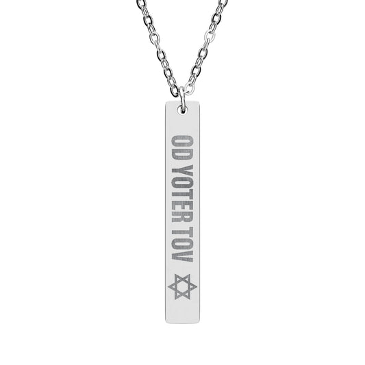 Engraved Vertical Bar Necklace — "Go Voter Tom" with Star Accent